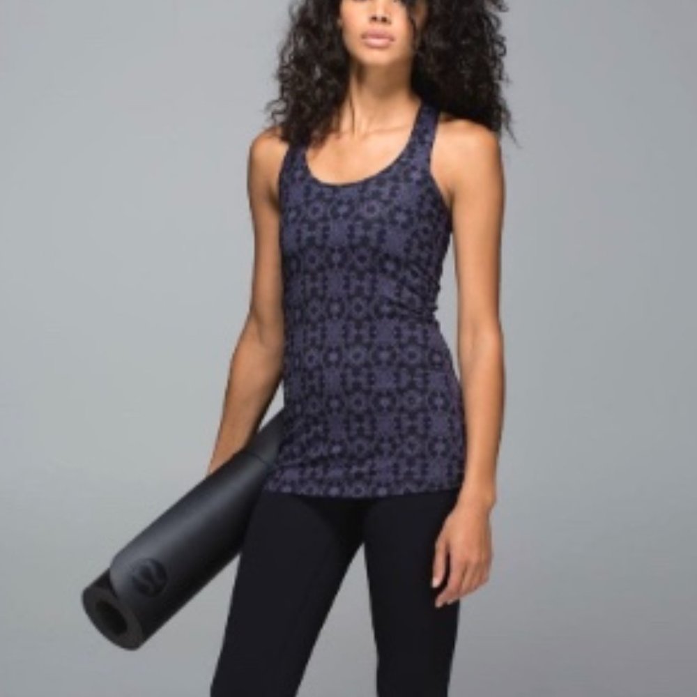lululemon athletica Purple and Black Patterned Racerback Tank Top - Picture 3 of 7